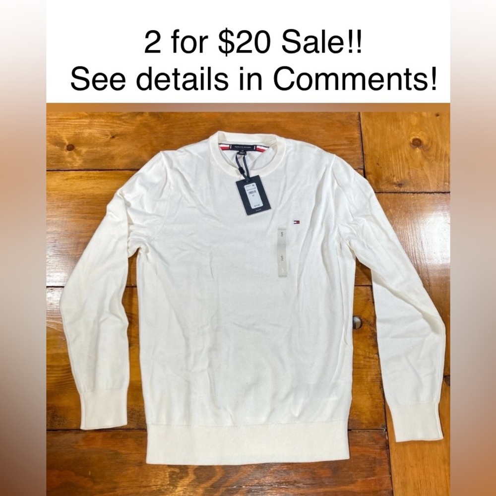 Tommy Hilfiger Men's White/Cream Sweater, NWT, size Small